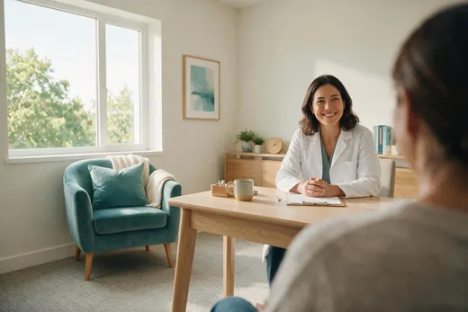Specialist consulting with a patient